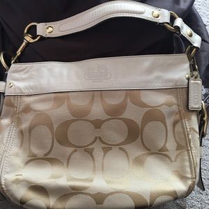 Tan/White Coach Purse